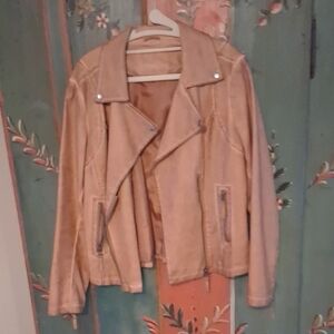 Stylish Tan Vegan Leather Women's Jacket LARGE